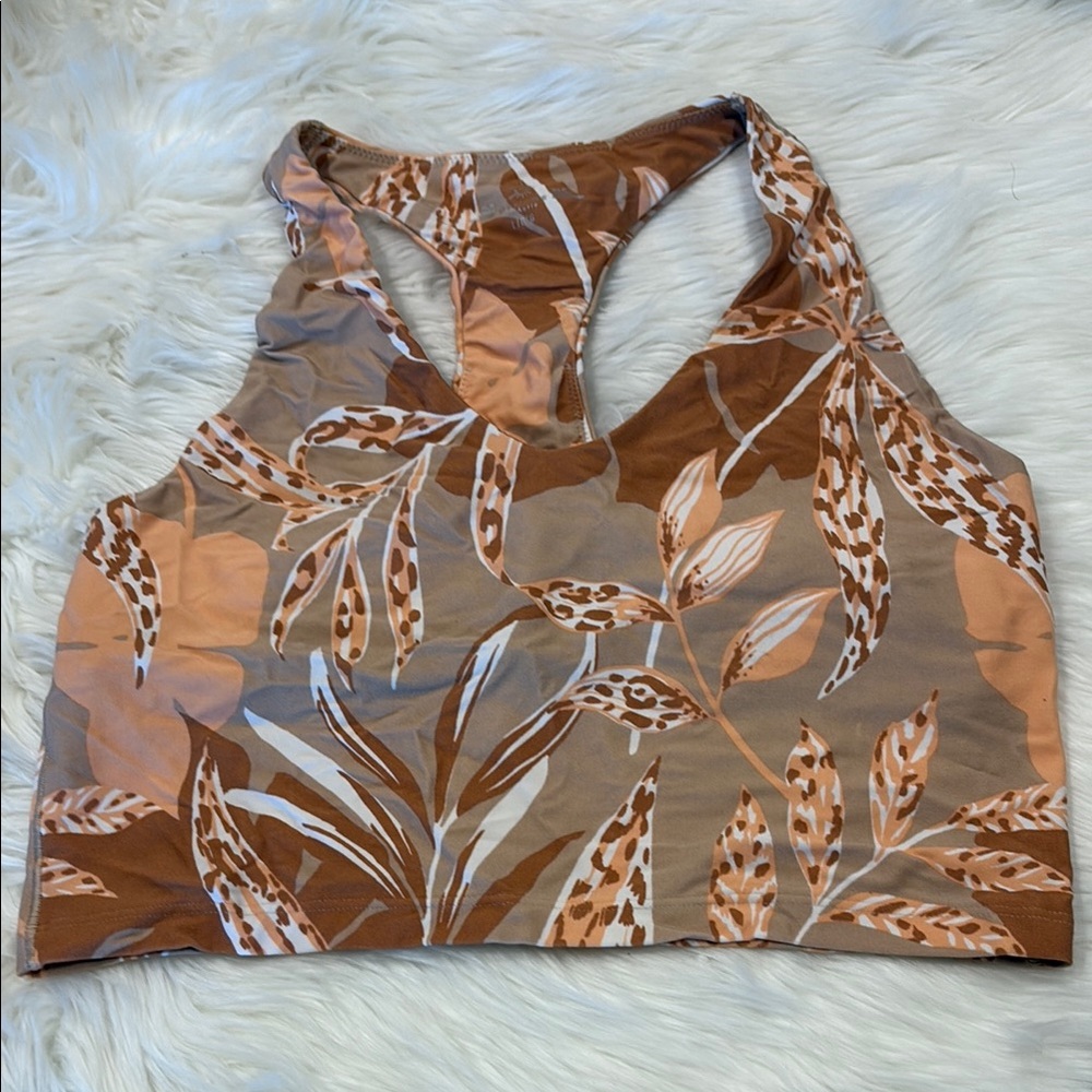 Aerie Tan and Brown Real Me longline Sports Bra